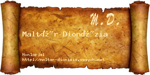 Maltár Dionízia névjegykártya